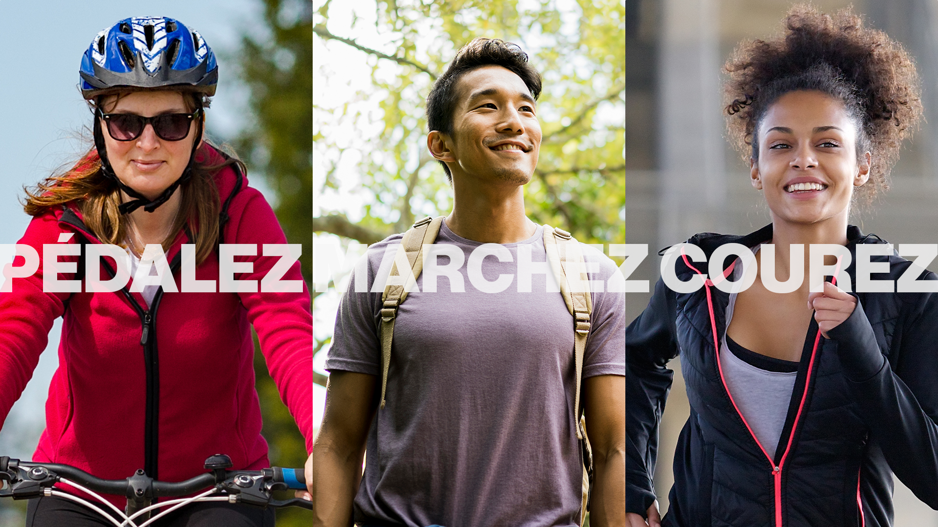 Cycliste, marcheuse et coureuse à l’extérieur