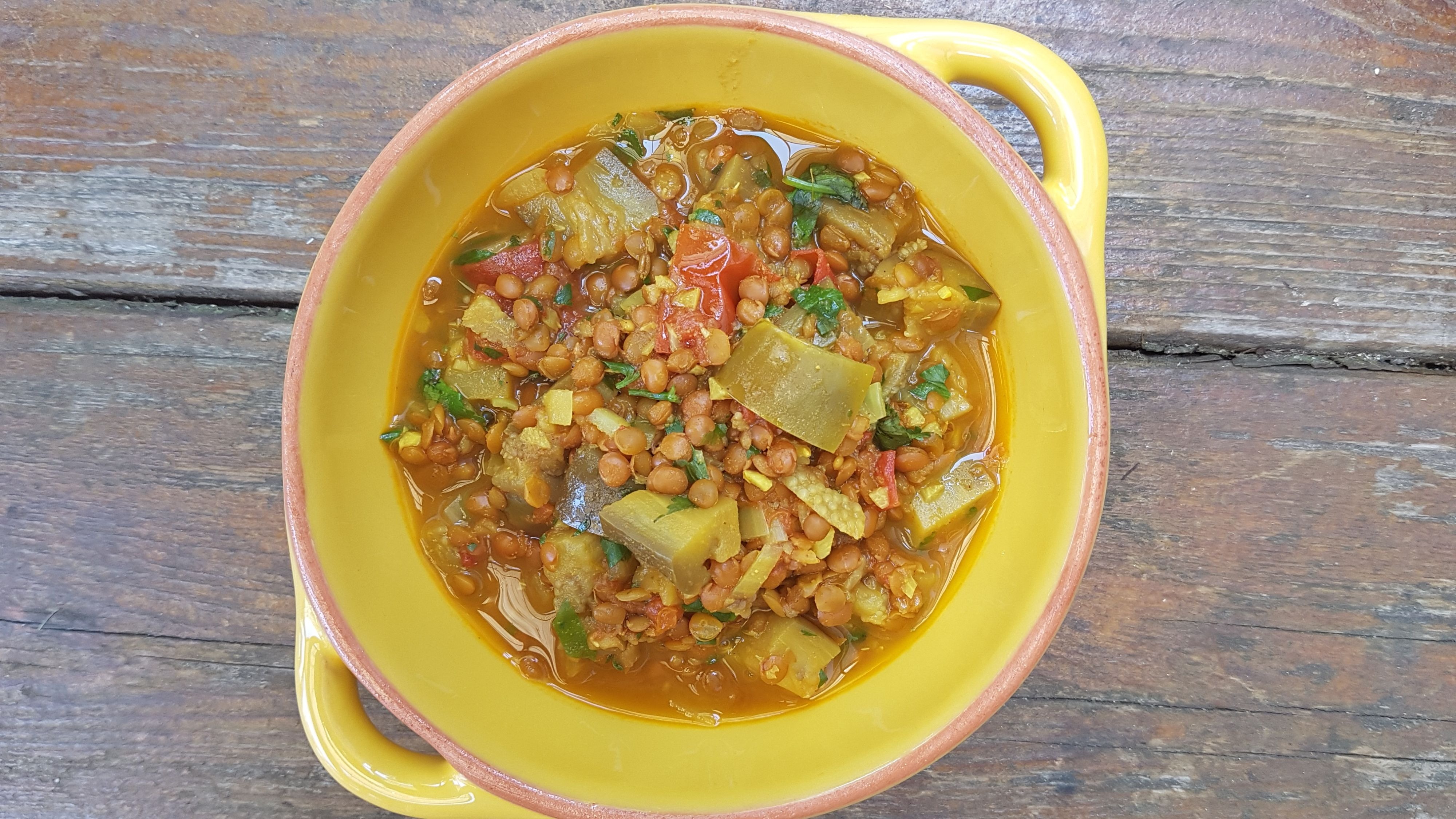 curry aux lentilles aubergine