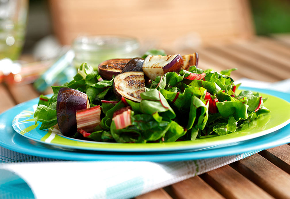 rainbow chard aubergines poêlé