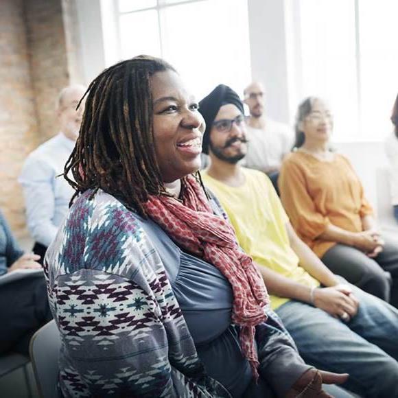 Group of people attending lecture at seminar