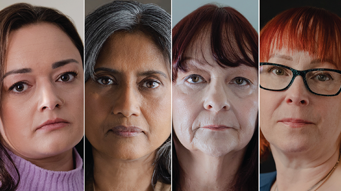 Quatre visages de femmes sont montrés côte à côte