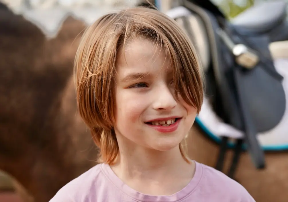 Logan après une magnifique randonnée à cheval.