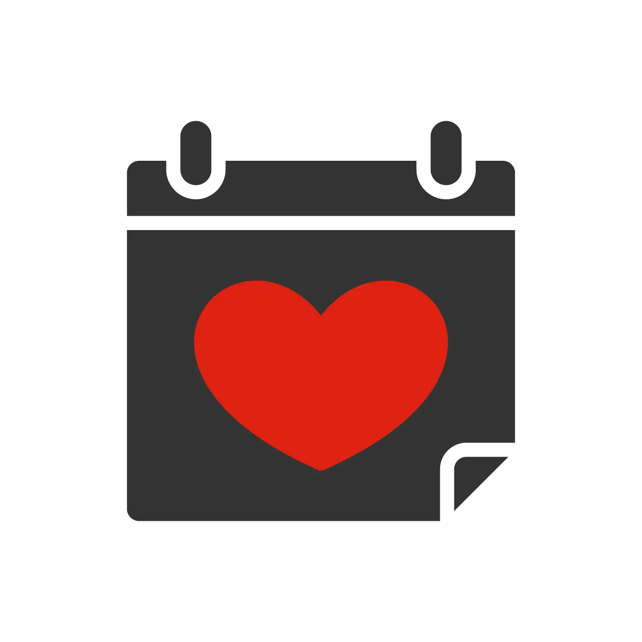 Une page de calendrier avec un cœur au milieu.