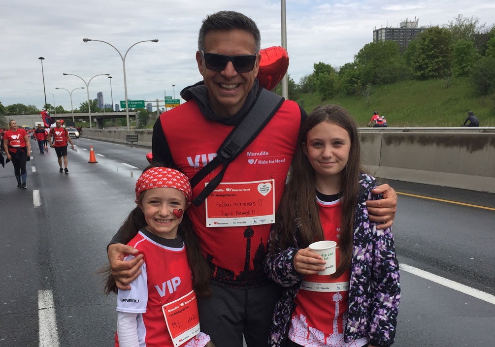 Paul et ses filles à la Randonnée du cœur